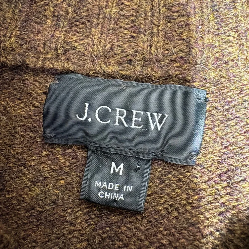 J Crew Men Merino Wool Blend Shawl Collar Sweater M Brown Chunky‎ Knit Classic